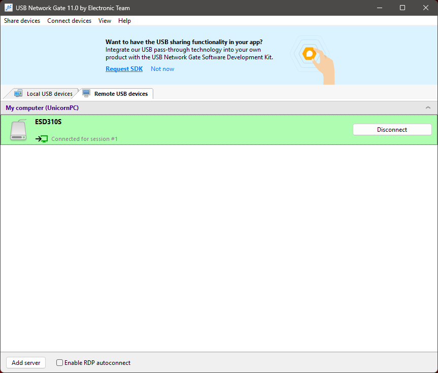 Connected for this session