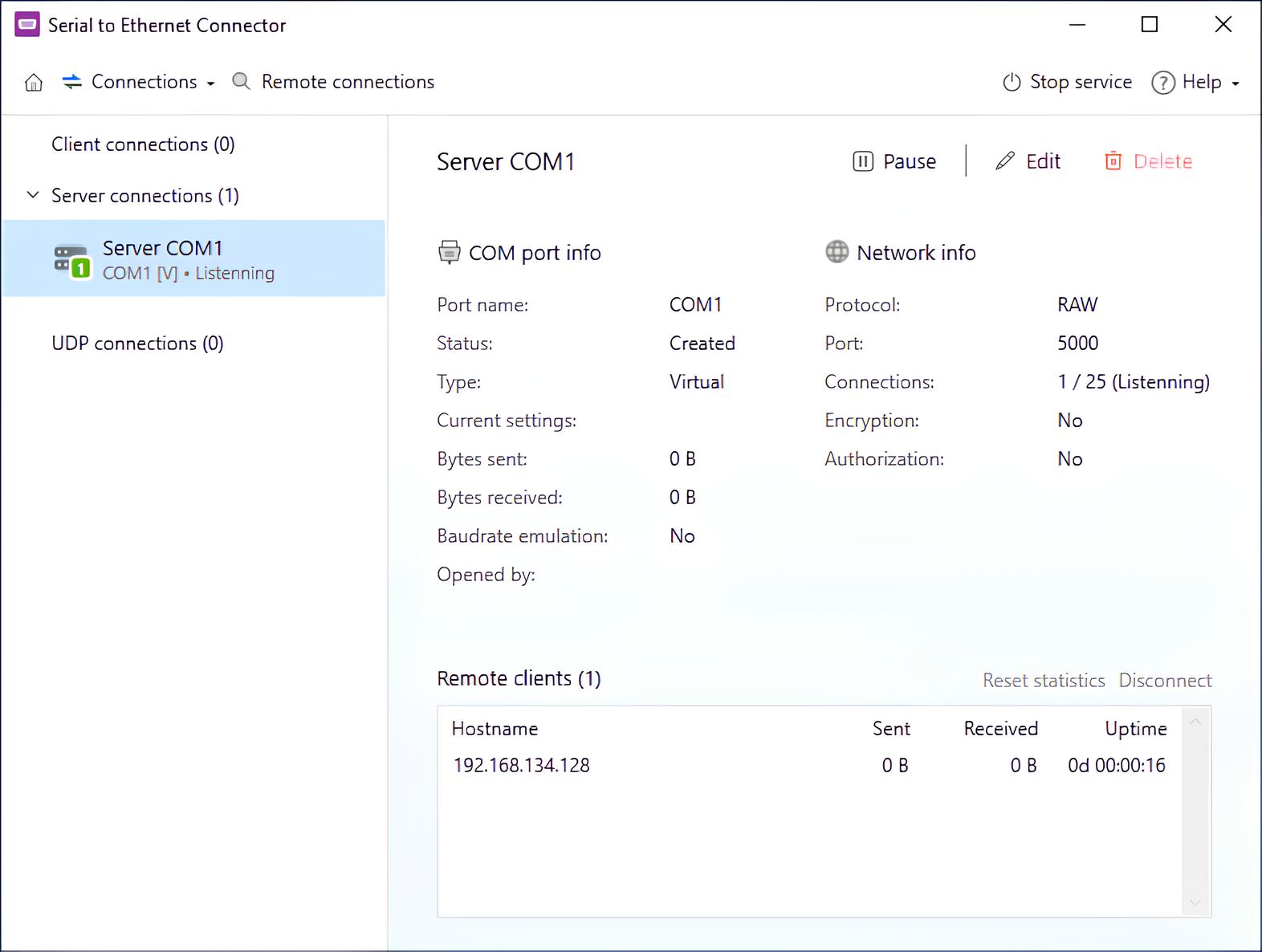 serial to ethernet connector - create server com port