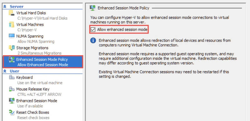 Select Enhanced Session Mode Policy
