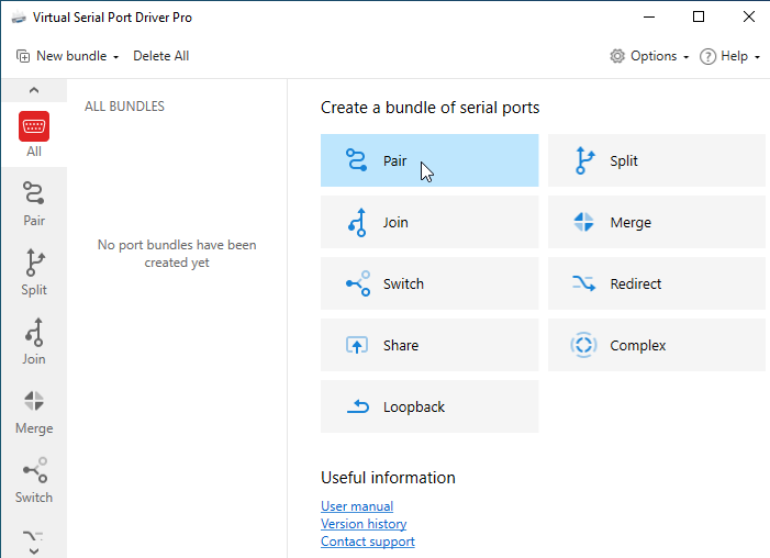 Pair bundle selected in VSPD