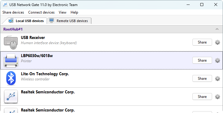 The printer has appeared on the device list