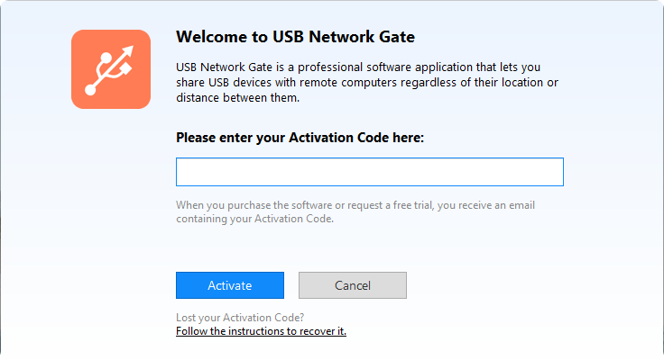 Formular de activare USB Network Gate
